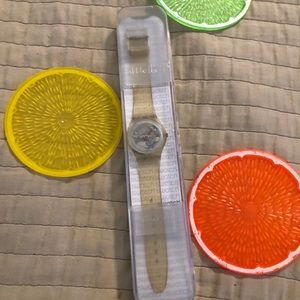 Unisex clear swatch skeleton watch